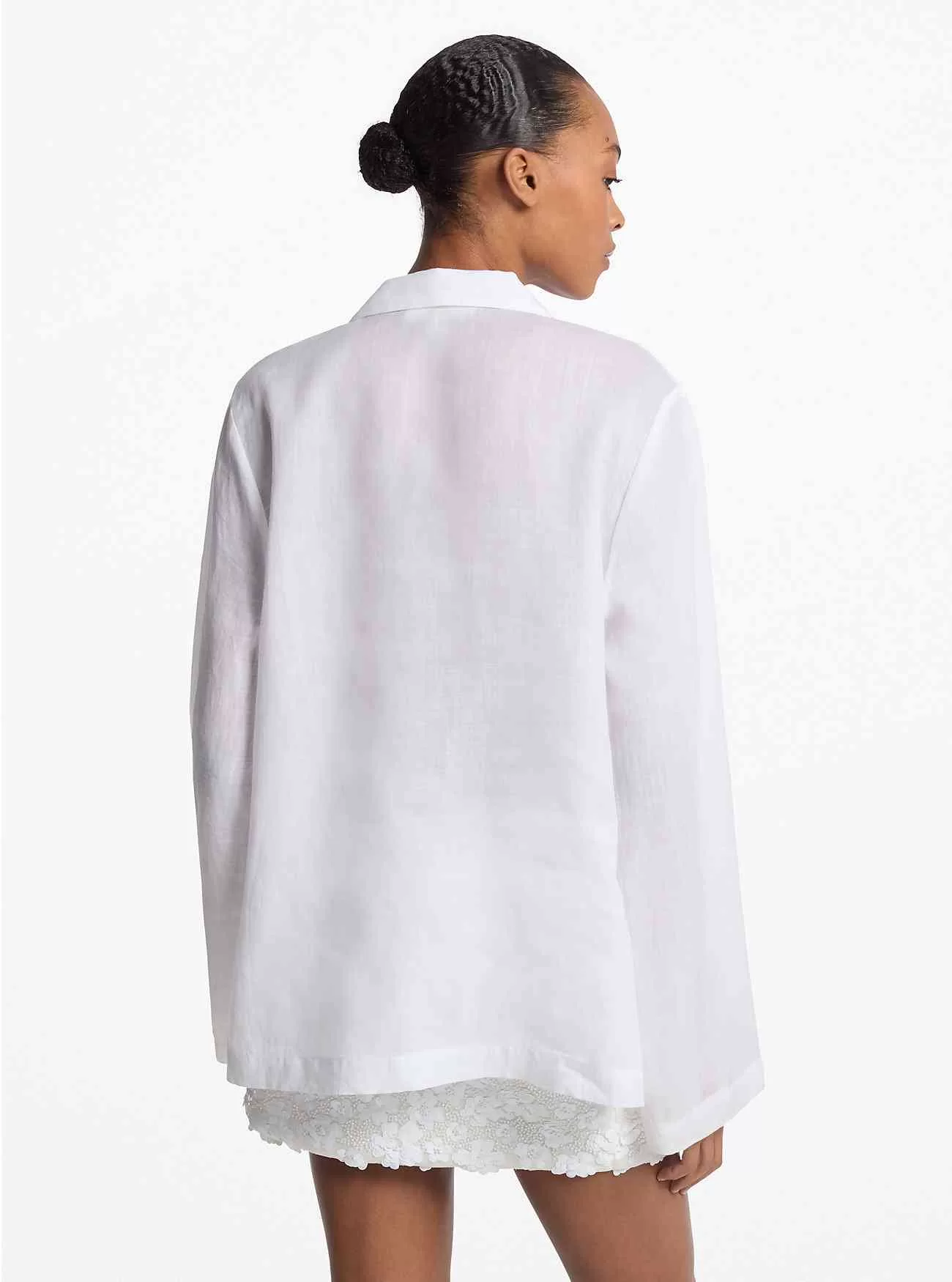 Tunika-Oberteil mit Ramie-Kragen