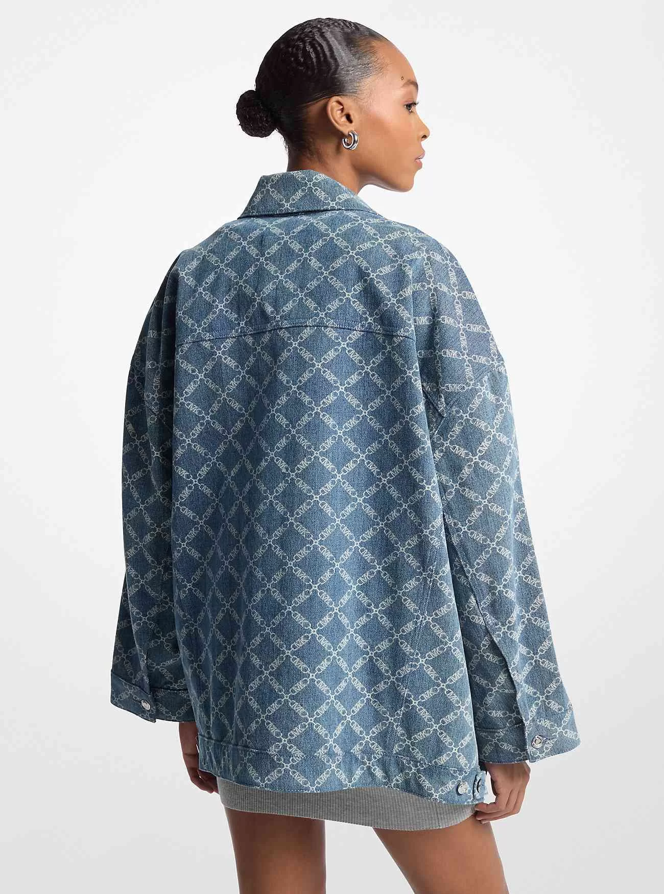 Übergroße Jeansjacke aus Empire-Diamant-Jacquard