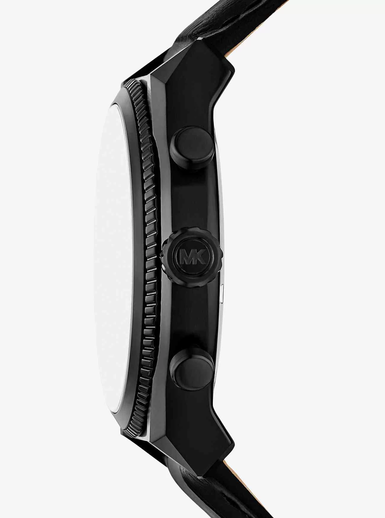 Übergroße Panorama-Uhr aus schwarzem Leder mit Krokodilprägung