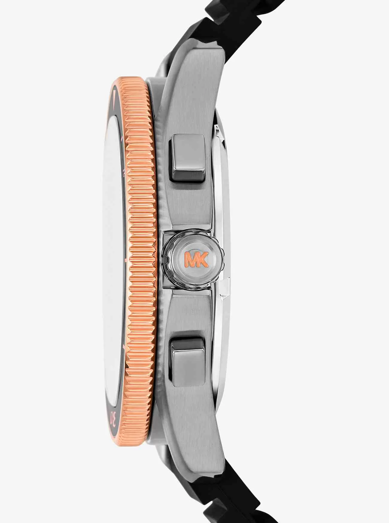 Übergroße maritime Uhr aus Gunmetal und Silikon