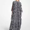 Zebra-Kaftankleid aus Crêpe de Chine aus Seide