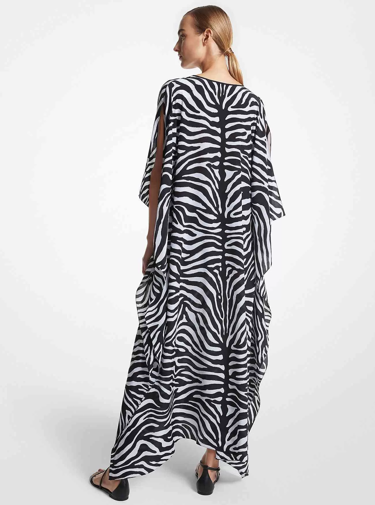 Zebra-Kaftankleid aus Crêpe de Chine aus Seide